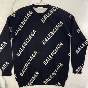 Balenciaga Oversize Allover Logo Sweater